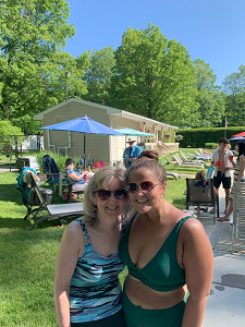 Mom and daughter at the pool party
